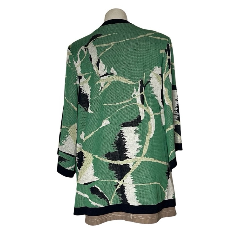 MISOOK Heron Crane Printed Kimono Style Cardigan Green White Black Size XL - Picture 4 of 11
